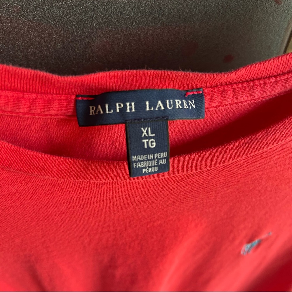 Polo Ralph Lauren Jersey Crewneck Classic Fit Tee Shirt Short Sleeve Red Boys XL - Picture 8 of 10
